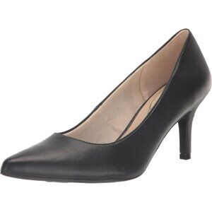 LifeStride Womens Black Polyurethane (PU) Closed Pointed Toe Kitten Heel Pump